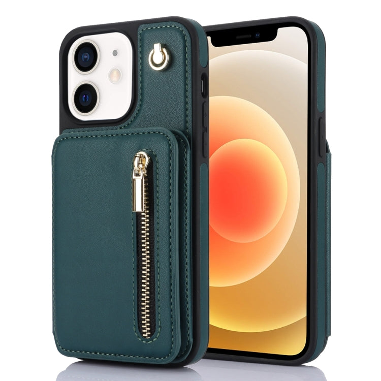 YM006 Skin Feel Zipper Card Bag Phone Case with Dual Lanyard, For iPhone 12 / 12 Pro, For iPhone 12 Pro Max, For iPhone 11 Pro Max, For iPhone 11