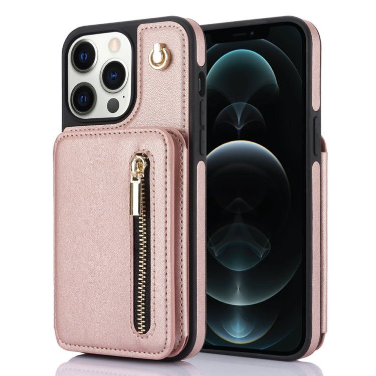 YM006 Skin Feel Zipper Card Bag Phone Case with Dual Lanyard, For iPhone 12 / 12 Pro, For iPhone 12 Pro Max, For iPhone 11 Pro Max, For iPhone 11