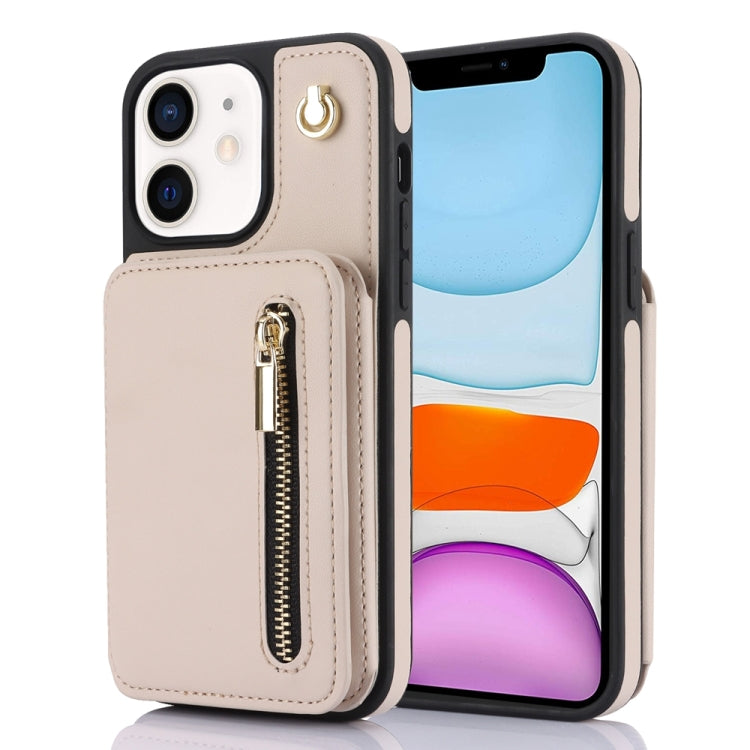 YM006 Skin Feel Zipper Card Bag Phone Case with Dual Lanyard, For iPhone 12 / 12 Pro, For iPhone 12 Pro Max, For iPhone 11 Pro Max, For iPhone 11