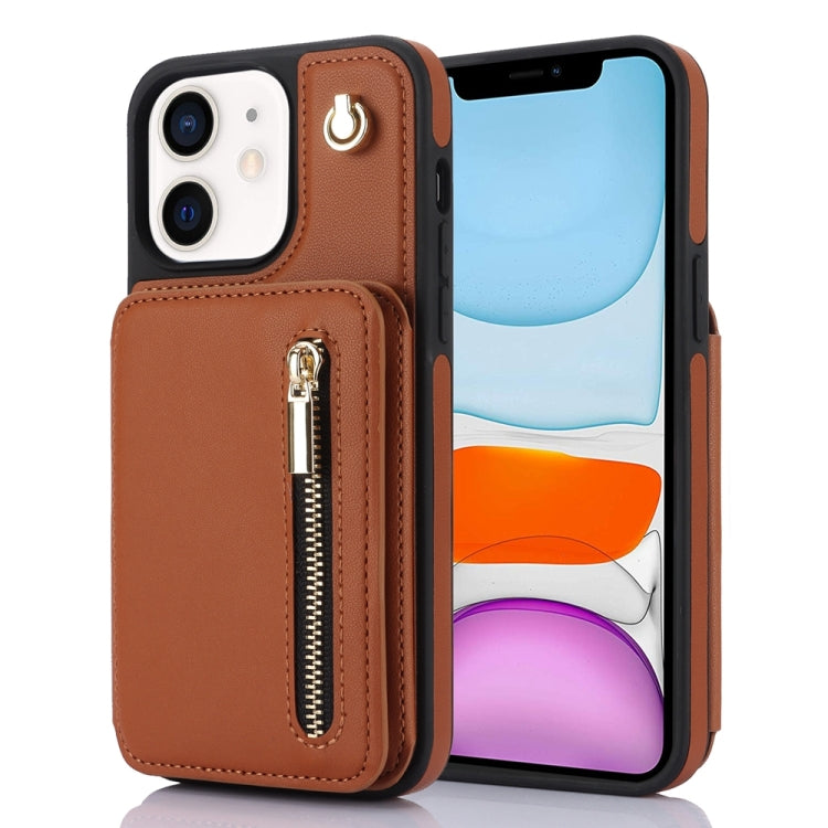 YM006 Skin Feel Zipper Card Bag Phone Case with Dual Lanyard, For iPhone 12 / 12 Pro, For iPhone 12 Pro Max, For iPhone 11 Pro Max, For iPhone 11