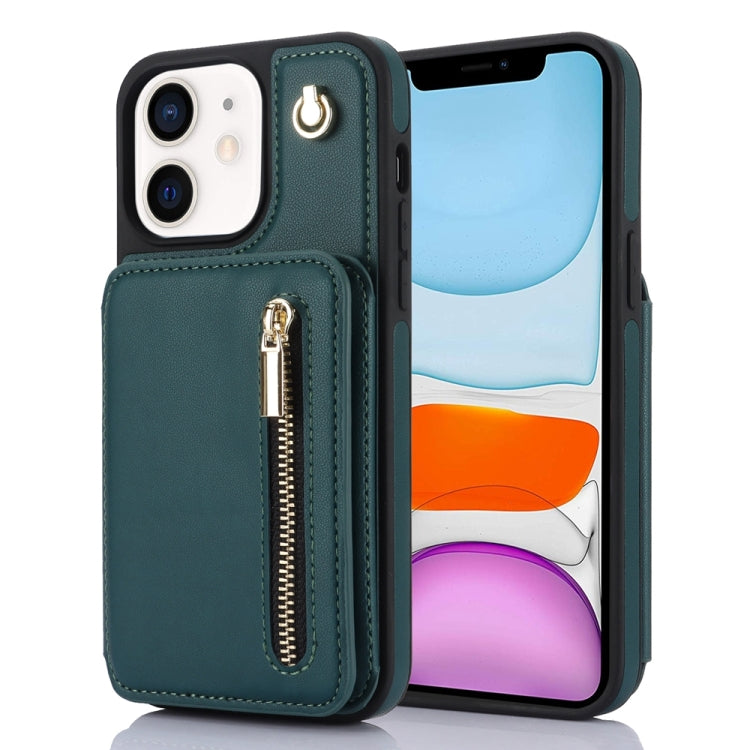 YM006 Skin Feel Zipper Card Bag Phone Case with Dual Lanyard, For iPhone 12 / 12 Pro, For iPhone 12 Pro Max, For iPhone 11 Pro Max, For iPhone 11