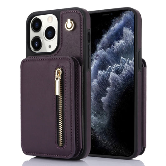 YM006 Skin Feel Zipper Card Bag Phone Case with Dual Lanyard