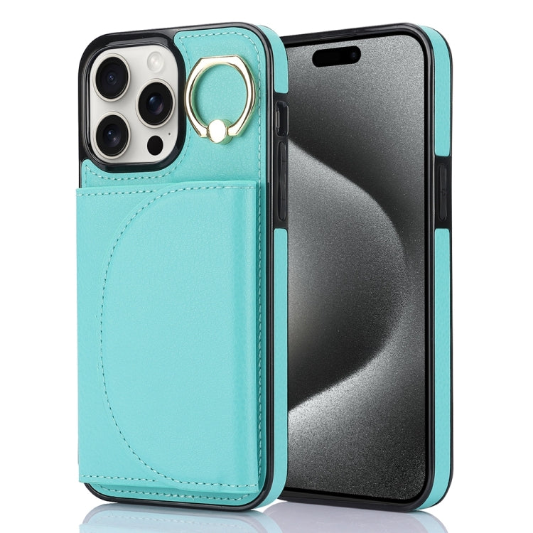 YM007 Ring Holder Card Bag Skin Feel Phone Case, For iPhone 16 Pro Max, For iPhone 16 Pro, For iPhone 16 Plus, For iPhone 16, For iPhone 15 Pro Max