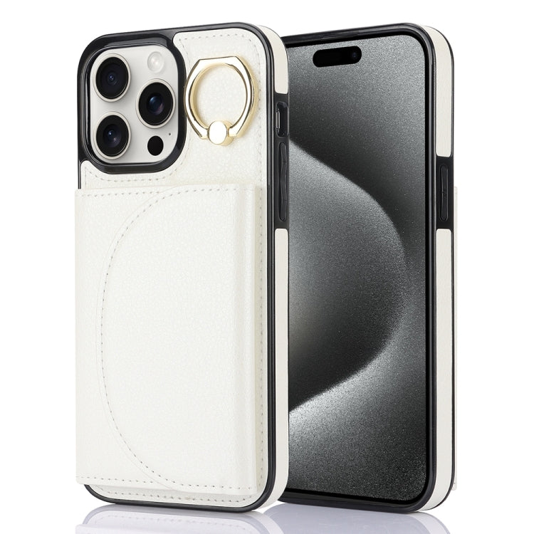 YM007 Ring Holder Card Bag Skin Feel Phone Case, For iPhone 16 Pro Max, For iPhone 16 Pro, For iPhone 16 Plus, For iPhone 16, For iPhone 15 Pro Max