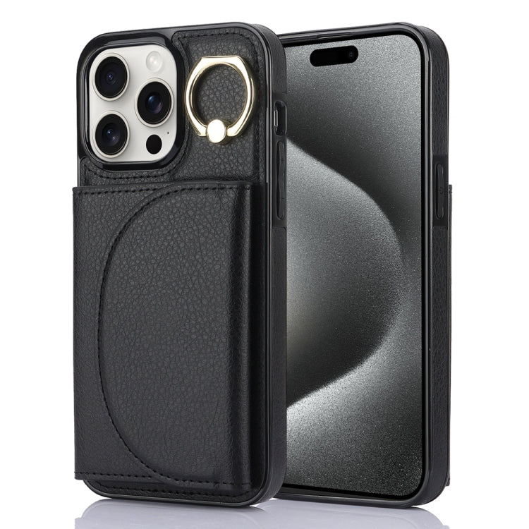 YM007 Ring Holder Card Bag Skin Feel Phone Case, For iPhone 16 Pro Max, For iPhone 16 Pro, For iPhone 16 Plus, For iPhone 16, For iPhone 15 Pro Max