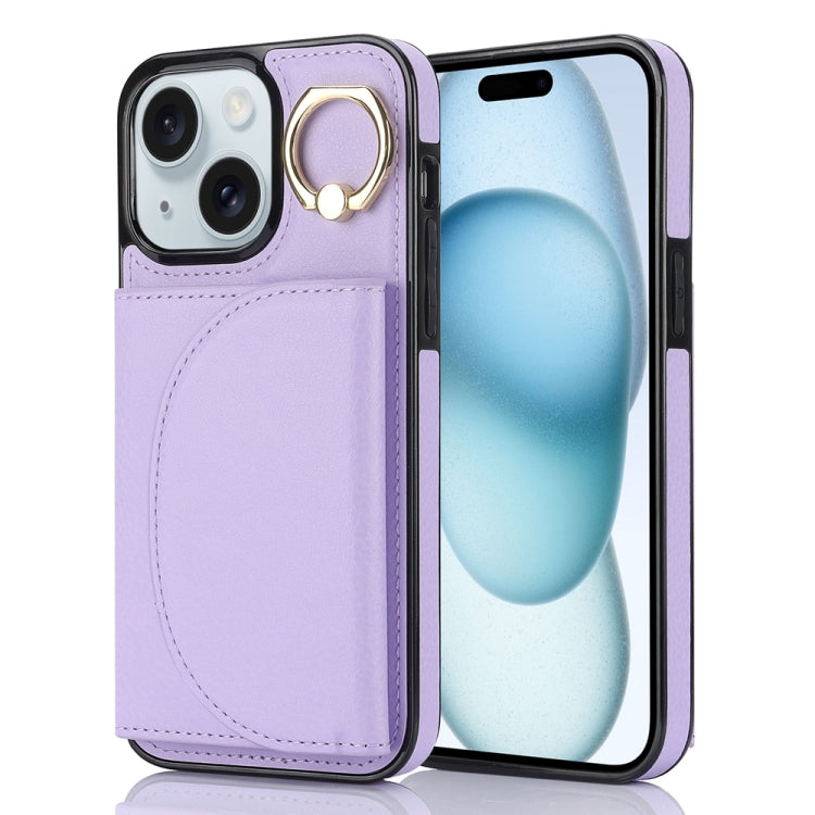 YM007 Ring Holder Card Bag Skin Feel Phone Case, For iPhone 15 Pro, For iPhone 15 Plus, For iPhone 15, For iPhone 14 Plus, For iPhone 14