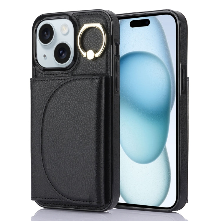 YM007 Ring Holder Card Bag Skin Feel Phone Case, For iPhone 15 Pro, For iPhone 15 Plus, For iPhone 15, For iPhone 14 Plus, For iPhone 14