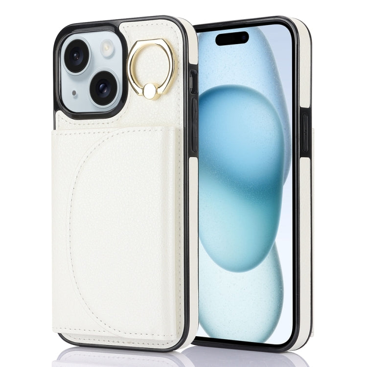 YM007 Ring Holder Card Bag Skin Feel Phone Case, For iPhone 15 Pro, For iPhone 15 Plus, For iPhone 15, For iPhone 14 Plus, For iPhone 14