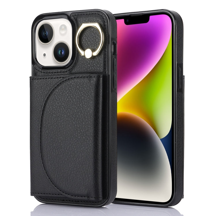 YM007 Ring Holder Card Bag Skin Feel Phone Case, For iPhone 15 Pro, For iPhone 15 Plus, For iPhone 15, For iPhone 14 Plus, For iPhone 14