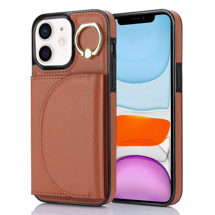 YM007 Ring Holder Card Bag Skin Feel Phone Case, For iPhone 13, For iPhone 12 / 12 Pro, For iPhone 12 Pro Max, For iPhone 11 Pro Max, For iPhone 11