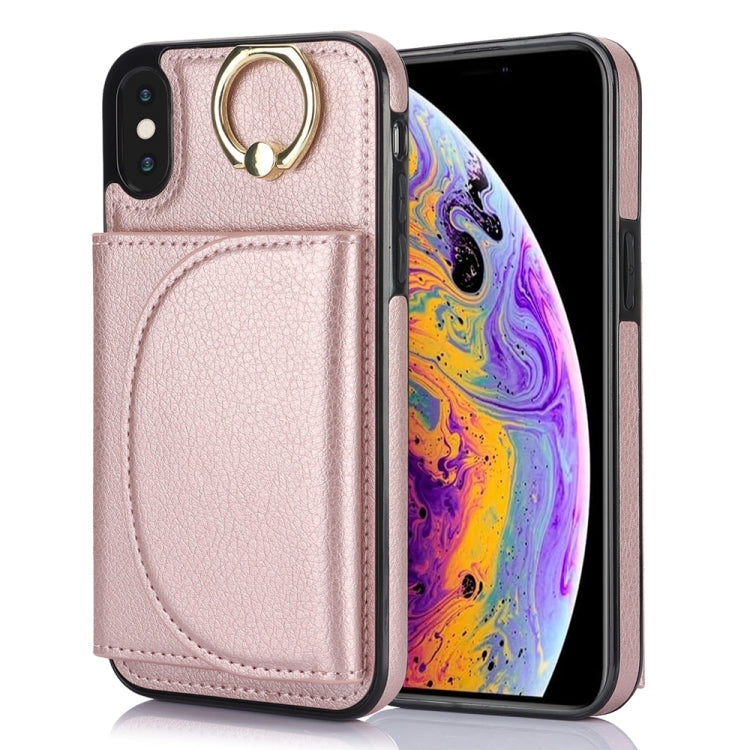 YM007 Ring Holder Card Bag Skin Feel Phone Case, For iPhone 11 Pro, For iPhone X / XS, For iPhone XR, For iPhone XS Max, For iPhone 7 Plus / 8 Plus