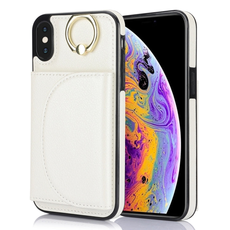 YM007 Ring Holder Card Bag Skin Feel Phone Case, For iPhone 11 Pro, For iPhone X / XS, For iPhone XR, For iPhone XS Max, For iPhone 7 Plus / 8 Plus