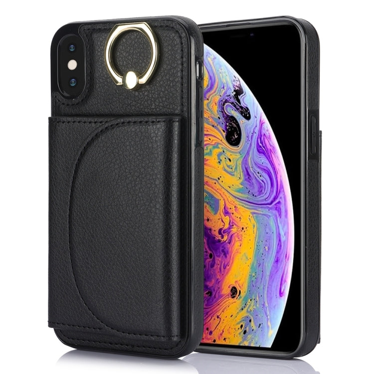 YM007 Ring Holder Card Bag Skin Feel Phone Case, For iPhone 11 Pro, For iPhone X / XS, For iPhone XR, For iPhone XS Max, For iPhone 7 Plus / 8 Plus