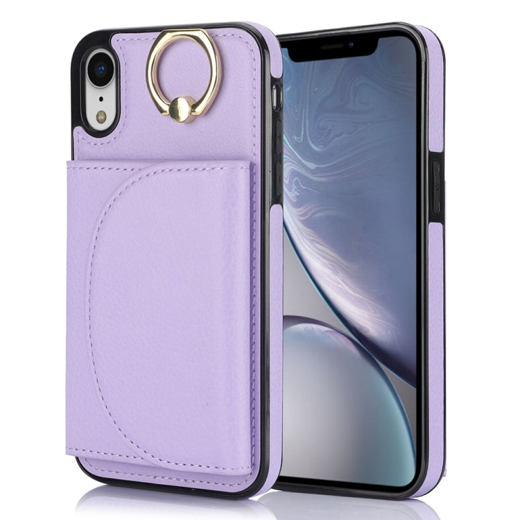 YM007 Ring Holder Card Bag Skin Feel Phone Case, For iPhone 11 Pro, For iPhone X / XS, For iPhone XR, For iPhone XS Max, For iPhone 7 Plus / 8 Plus