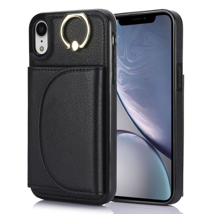 YM007 Ring Holder Card Bag Skin Feel Phone Case, For iPhone 11 Pro, For iPhone X / XS, For iPhone XR, For iPhone XS Max, For iPhone 7 Plus / 8 Plus