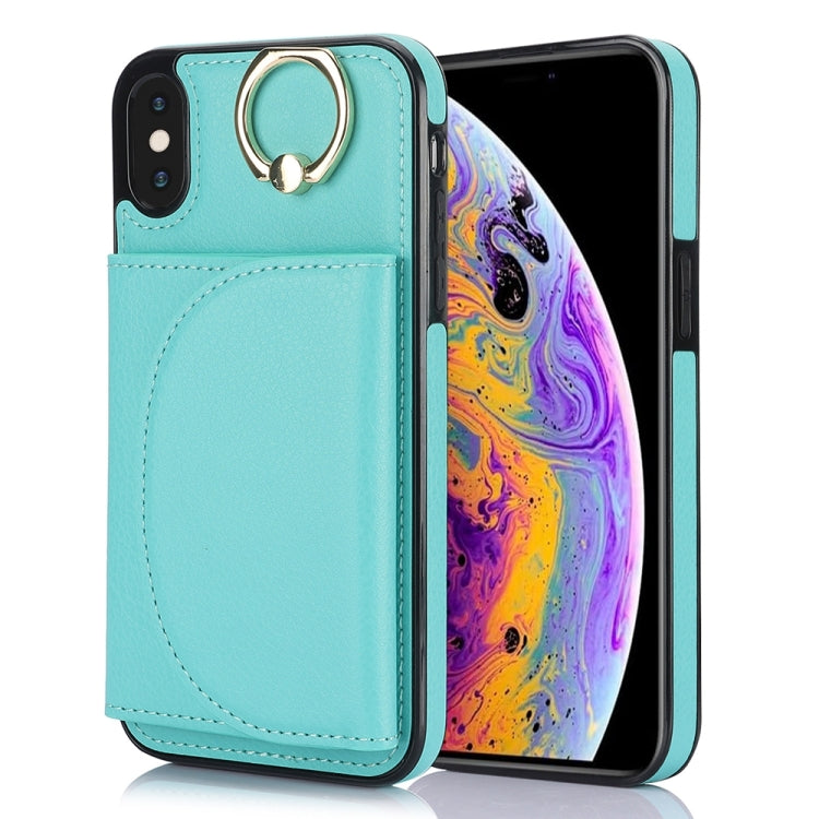 YM007 Ring Holder Card Bag Skin Feel Phone Case, For iPhone 11 Pro, For iPhone X / XS, For iPhone XR, For iPhone XS Max, For iPhone 7 Plus / 8 Plus