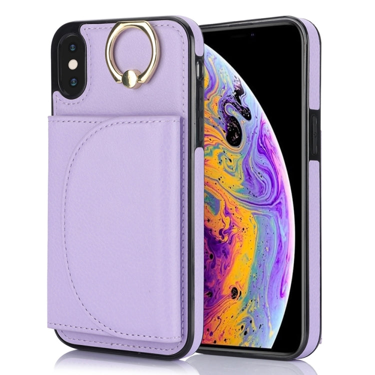 YM007 Ring Holder Card Bag Skin Feel Phone Case, For iPhone 11 Pro, For iPhone X / XS, For iPhone XR, For iPhone XS Max, For iPhone 7 Plus / 8 Plus