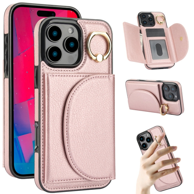 YM007 Ring Holder Card Bag Skin Feel Phone Case, For iPhone 16 Pro Max, For iPhone 16 Pro, For iPhone 16 Plus, For iPhone 16, For iPhone 15 Pro Max