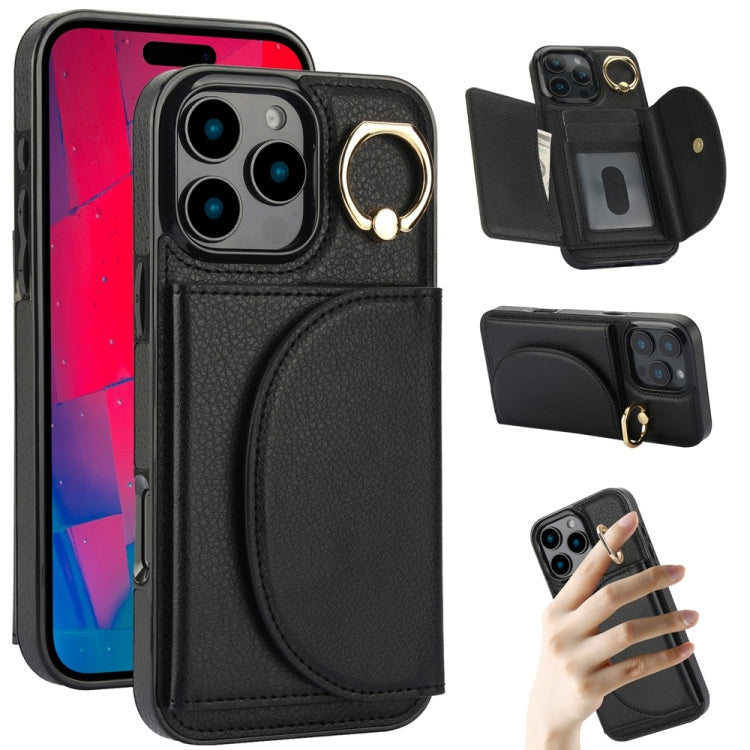 YM007 Ring Holder Card Bag Skin Feel Phone Case, For iPhone 16 Pro Max, For iPhone 16 Pro, For iPhone 16 Plus, For iPhone 16, For iPhone 15 Pro Max