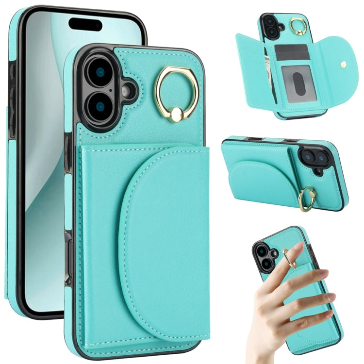 YM007 Ring Holder Card Bag Skin Feel Phone Case, For iPhone 16 Pro Max, For iPhone 16 Pro, For iPhone 16 Plus, For iPhone 16, For iPhone 15 Pro Max