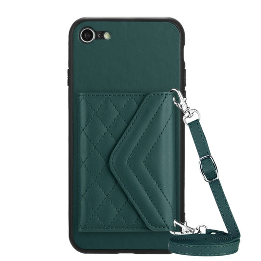 Rhombic Texture Card Bag RFID Phone Case with Long Lanyard