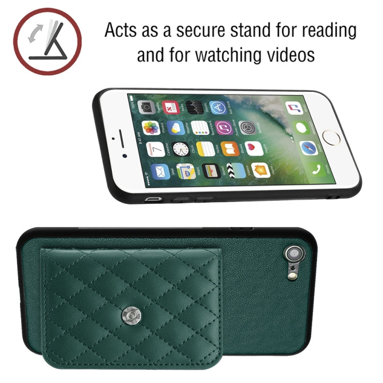 Rhombic Texture Card Bag RFID Phone Case with Long Lanyard
