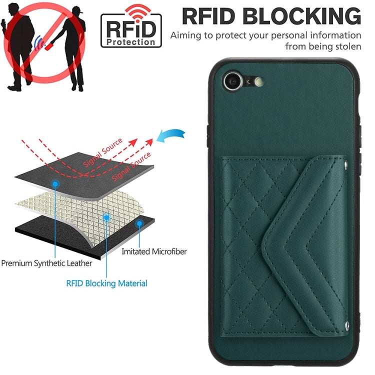 Rhombic Texture Card Bag RFID Phone Case with Long Lanyard