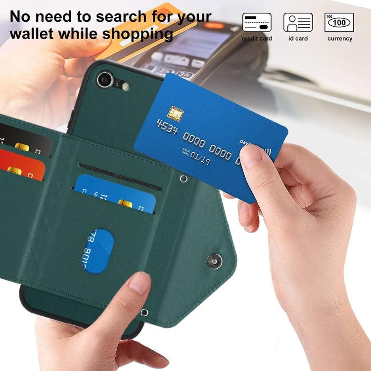 Rhombic Texture Card Bag RFID Phone Case with Long Lanyard