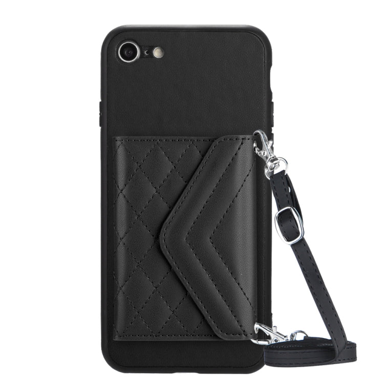 Rhombic Texture Card Bag RFID Phone Case with Long Lanyard