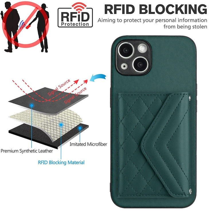 Rhombic Texture Card Bag RFID Phone Case with Long Lanyard, For iPhone 13, For iPhone 13 mini, For iPhone 12, For iPhone 12 Pro Max, For iPhone 12 Pro