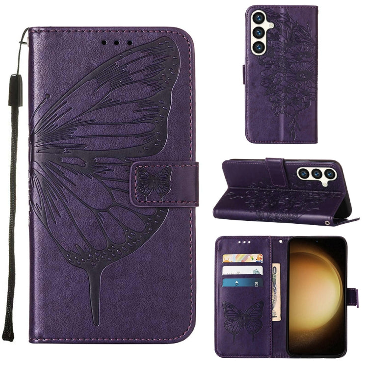 Embossed Butterfly Leather Phone Case, For Samsung Galaxy S24 5G, For Samsung Galaxy M34 5G / F34 5G, For Samsung Galaxy M54 5G / F54 5G, For Samsung Galaxy M14 5G Global