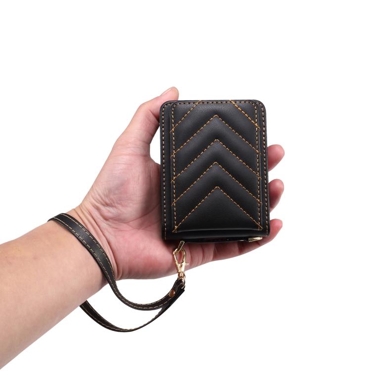 Rhombic Folding Leather Phone Case with Long Lanyard