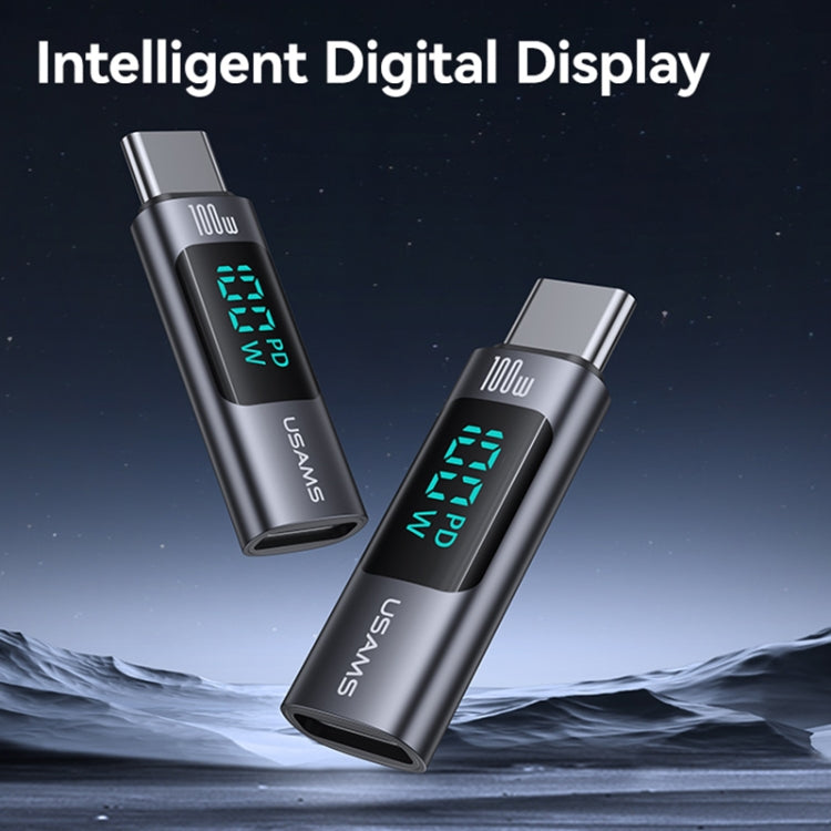 USAMS US-SJ682 AU18 PD100W USB-C / Type-C to USB-C / Type-C Aluminum Alloy Digital Display Adapter, US-SJ682