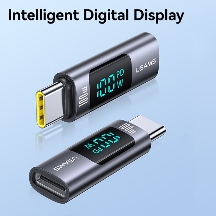 USAMS US-SJ682 AU18 PD100W USB-C / Type-C to USB-C / Type-C Aluminum Alloy Digital Display Adapter, US-SJ682