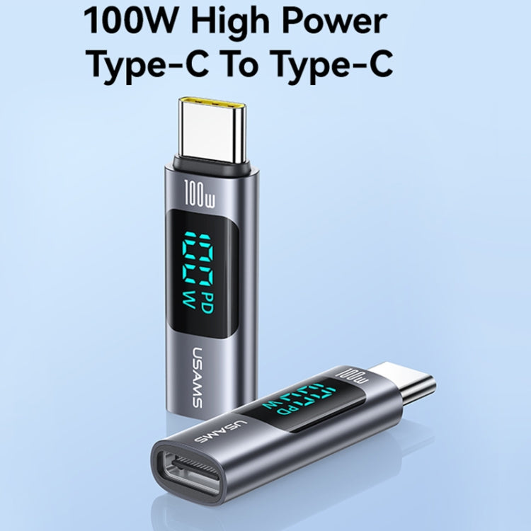 USAMS US-SJ682 AU18 PD100W USB-C / Type-C to USB-C / Type-C Aluminum Alloy Digital Display Adapter, US-SJ682