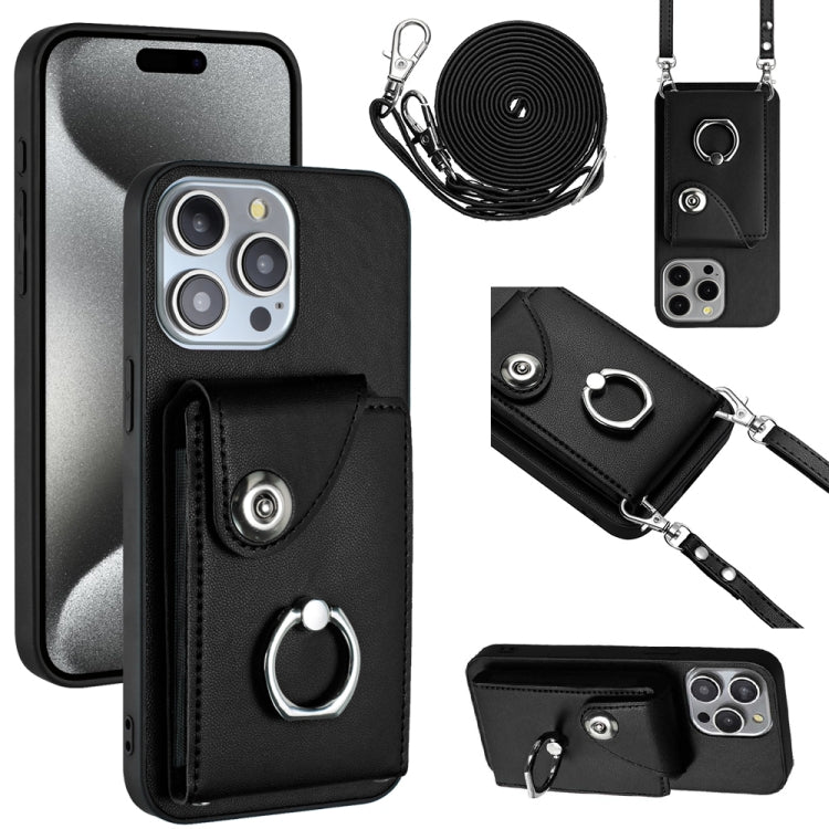 Organ Card Bag Ring Holder Phone Case with Long Lanyard, For iPhone 16 Pro Max, For iPhone 16 Pro, For iPhone 16 Plus, For iPhone 16, For iPhone 15 Pro Max