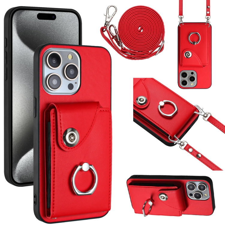 Organ Card Bag Ring Holder Phone Case with Long Lanyard, For iPhone 15 Pro, For iPhone 15 Plus, For iPhone 15, For iPhone 14 Plus, For iPhone 14