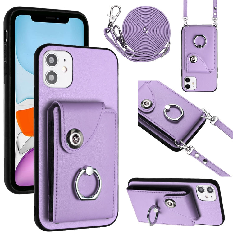 Organ Card Bag Ring Holder Phone Case with Long Lanyard, For iPhone 13, For iPhone 13 mini, For iPhone 12, For iPhone 12 Pro Max, For iPhone 12 Pro