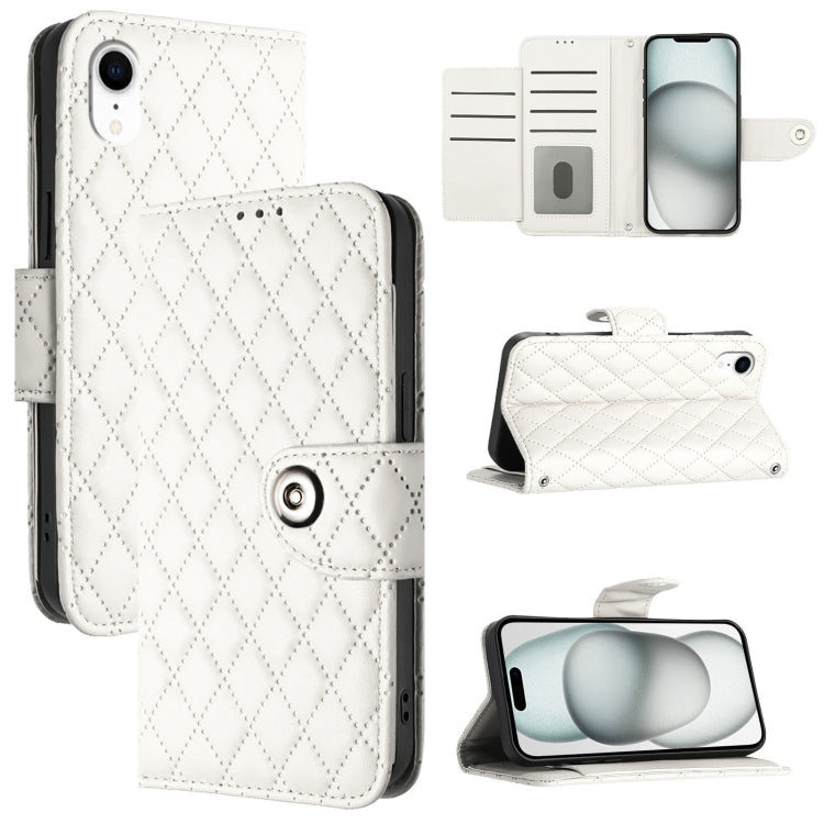 Rhombic Texture Flip Leather Phone Case with Lanyard