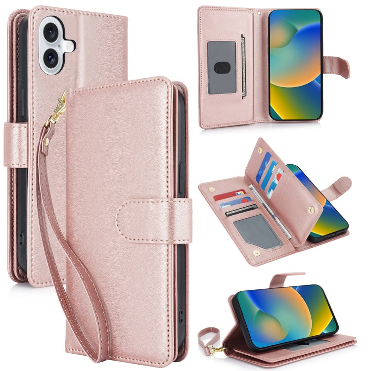 Multi-Card Wallet RFID Leather Phone Case, For iPhone 16 Pro Max, For iPhone 16 Pro, For iPhone 16 Plus, For iPhone 16