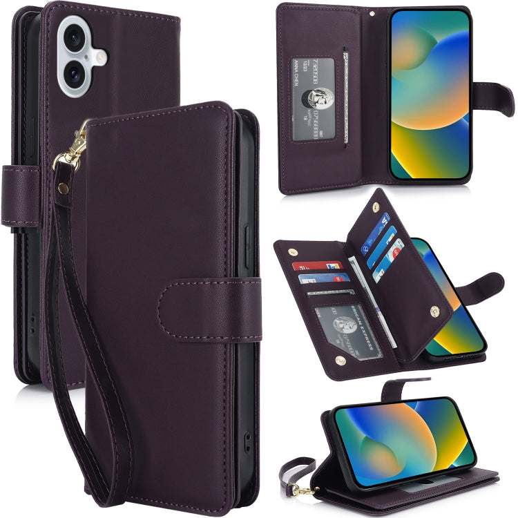 Multi-Card Wallet RFID Leather Phone Case, For iPhone 16 Pro Max, For iPhone 16 Pro, For iPhone 16 Plus, For iPhone 16