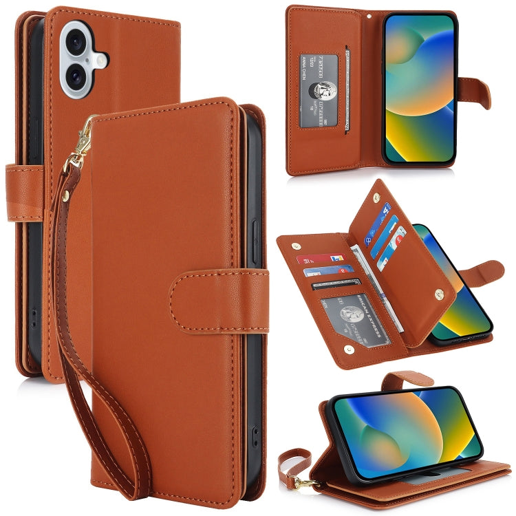 Multi-Card Wallet RFID Leather Phone Case, For iPhone 16 Pro Max, For iPhone 16 Pro, For iPhone 16 Plus, For iPhone 16