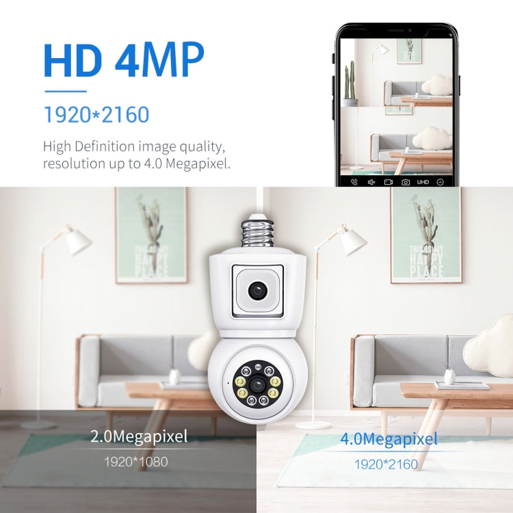 ESCAM QF202 E27 2x2MP Dual Lens Motion Detection Waterproof WiFi IP Two Way Audio Night Vision Camera, QF202