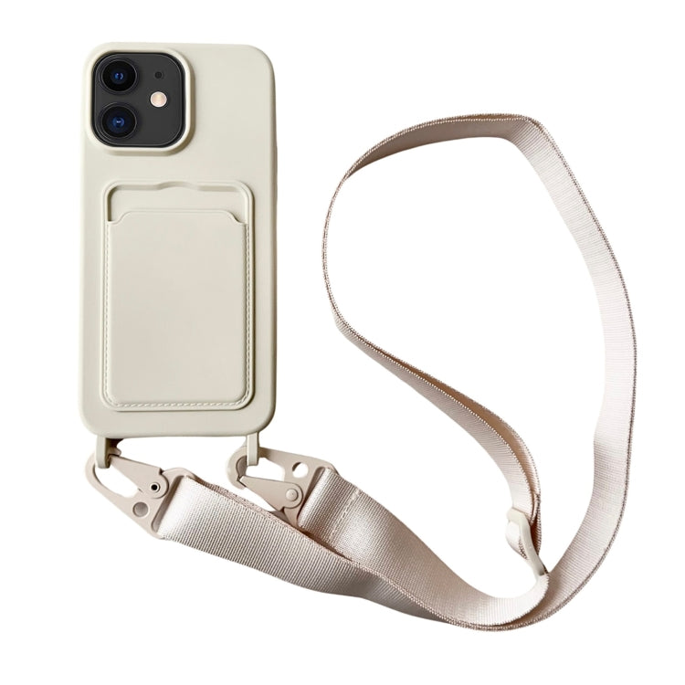 Card Slot Liquid Silicone Phone Case with Lanyard, For iPhone 11, For iPhone 11 Pro