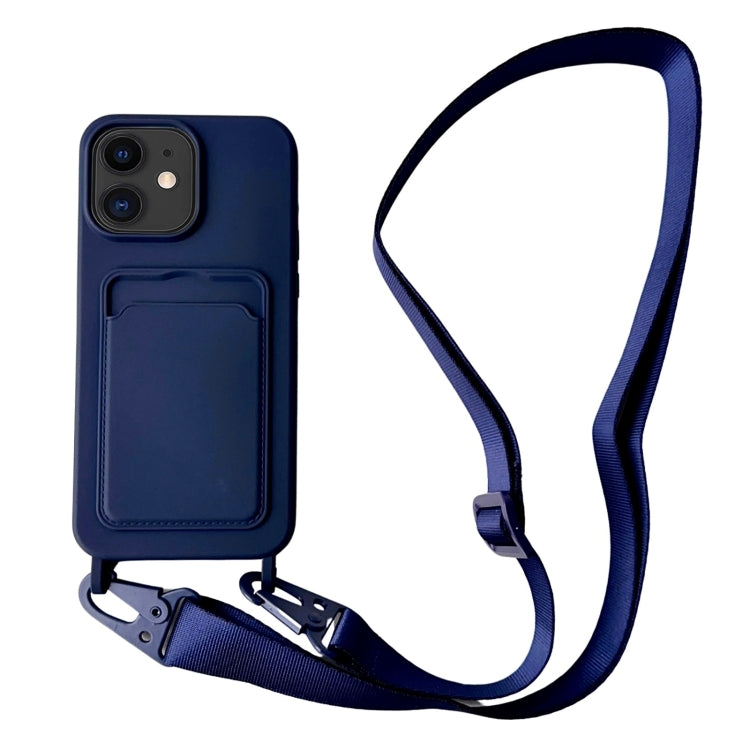 Card Slot Liquid Silicone Phone Case with Lanyard, For iPhone 11, For iPhone 11 Pro