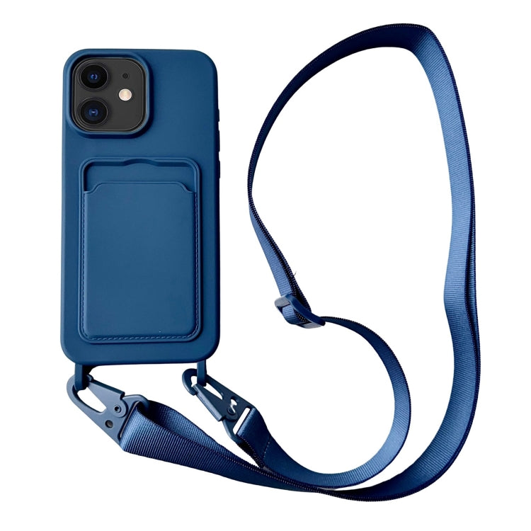 Card Slot Liquid Silicone Phone Case with Lanyard, For iPhone 11, For iPhone 11 Pro