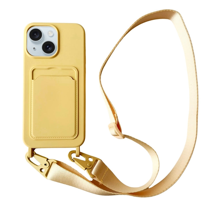 Card Slot Liquid Silicone Phone Case with Lanyard, For iPhone 13 Pro, For iPhone 13