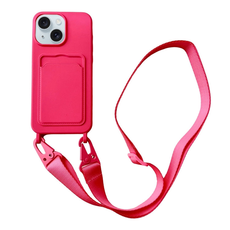 Card Slot Liquid Silicone Phone Case with Lanyard, For iPhone 13 Pro, For iPhone 13