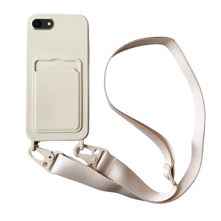 Card Slot Liquid Silicone Phone Case with Lanyard, For iPhone SE 2022 / 2020, For iPhone 13 Pro Max