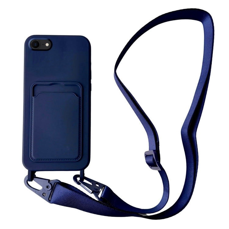 Card Slot Liquid Silicone Phone Case with Lanyard, For iPhone SE 2022 / 2020, For iPhone 13 Pro Max